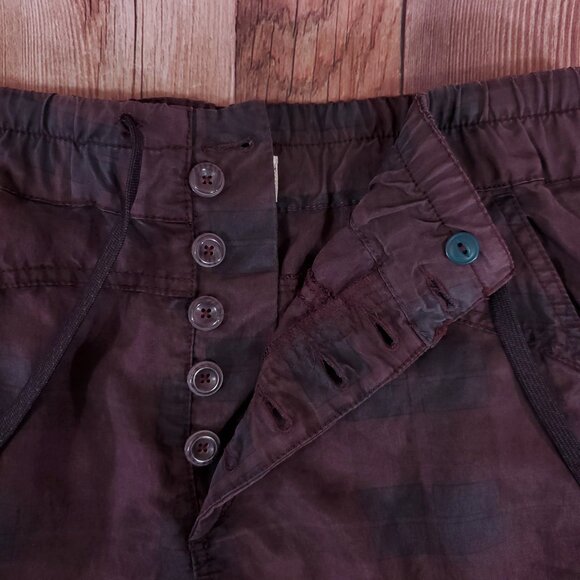 NWT Anthropologie Womens Size Small Jacquie Button Fly Joggers Pants Plaid Plum - Picture 5 of 14